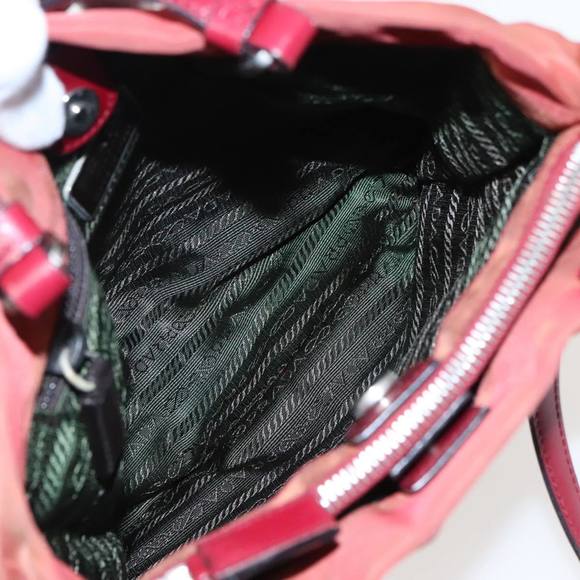 PRADA Hand Bag Nylon Red Silver Auth 95372 - Picture 10 of 16